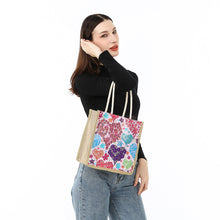 Load image into Gallery viewer, Color Heart Diamond Painting Handbag DIY Linen Shopping Tote Bag (AA1033)