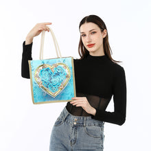Load image into Gallery viewer, Rose Heart Diamond Painting Handbag DIY Linen Shopping Tote Bag (AA1034)