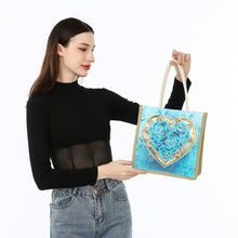 Load image into Gallery viewer, Rose Heart Diamond Painting Handbag DIY Linen Shopping Tote Bag (AA1034)