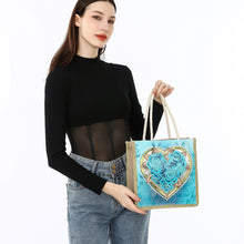 Load image into Gallery viewer, Rose Heart Diamond Painting Handbag DIY Linen Shopping Tote Bag (AA1034)