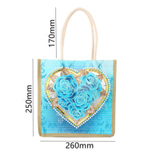 Load image into Gallery viewer, Rose Heart Diamond Painting Handbag DIY Linen Shopping Tote Bag (AA1034)