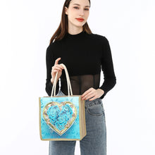 Load image into Gallery viewer, Rose Heart Diamond Painting Handbag DIY Linen Shopping Tote Bag (AA1034)
