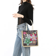 Load image into Gallery viewer, Flower Grass Diamond Painting Handbag DIY Linen Shopping Tote Bag (AA1035)