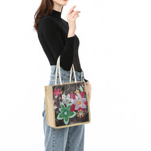 Load image into Gallery viewer, Flower Grass Diamond Painting Handbag DIY Linen Shopping Tote Bag (AA1035)