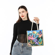 Load image into Gallery viewer, Butterfly Diamond Painting Handbag DIY Linen Shopping Tote Bag (AA1036)