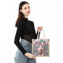 Load image into Gallery viewer, Flower Fairy Diamond Painting Handbag DIY Linen Shopping Tote Bag (AA1037)