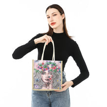 Load image into Gallery viewer, Flower Fairy Diamond Painting Handbag DIY Linen Shopping Tote Bag (AA1037)