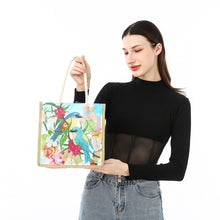 Load image into Gallery viewer, Blue Tit Diamond Painting Handbag DIY Linen Shopping Tote Bag (AA1038)