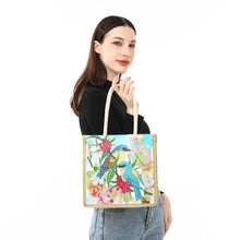 Load image into Gallery viewer, Blue Tit Diamond Painting Handbag DIY Linen Shopping Tote Bag (AA1038)