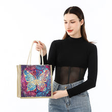 Load image into Gallery viewer, Butterfly Diamond Painting Handbag DIY Linen Shopping Tote Bag (AA1039)