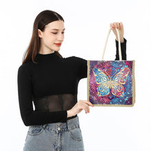 Load image into Gallery viewer, Butterfly Diamond Painting Handbag DIY Linen Shopping Tote Bag (AA1039)