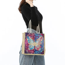 Load image into Gallery viewer, Butterfly Diamond Painting Handbag DIY Linen Shopping Tote Bag (AA1039)