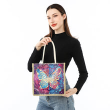 Load image into Gallery viewer, Butterfly Diamond Painting Handbag DIY Linen Shopping Tote Bag (AA1039)