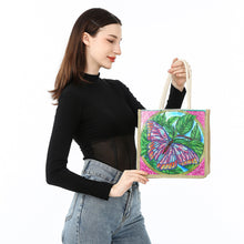 Load image into Gallery viewer, Butterfly Diamond Painting Handbag DIY Linen Shopping Tote Bag (AA1041)