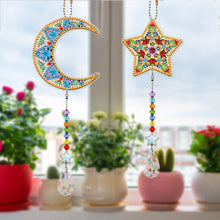 Load image into Gallery viewer, 2pcs 5D Diamond Painting Moon Star Pendant Bag Keychain Jewelry (SMDZ206)