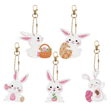 Load image into Gallery viewer, 5pcs Diamond Painting Keyring Kits DIY Rabbit Keychain Bag Pendant (YSK095)