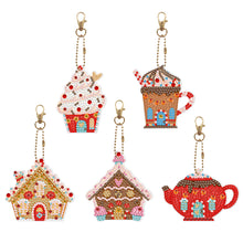 Load image into Gallery viewer, 5pcs Diamond Painting Keyring Kits DIY Cake House Keychain Pendant (YSK106)