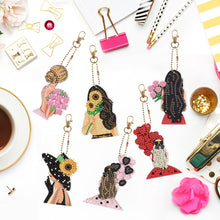 Load image into Gallery viewer, 6pcs Diamond Painting Keyring Kits DIY Flower Blessings Keychain (YSK107)