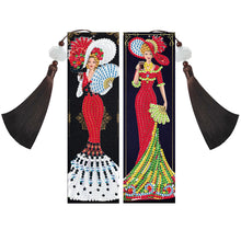 Load image into Gallery viewer, 2pcs DIY Diamond Painting Leather Bookmark Lady Mosaic Craft Handmade Art