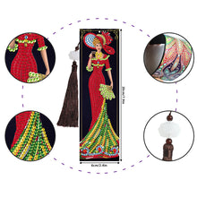 Load image into Gallery viewer, 2pcs DIY Diamond Painting Leather Bookmark Lady Mosaic Craft Handmade Art
