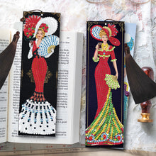 Load image into Gallery viewer, 2pcs DIY Diamond Painting Leather Bookmark Lady Mosaic Craft Handmade Art