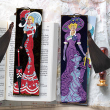 Load image into Gallery viewer, 2pcs DIY Diamond Painting Leather Bookmark Lady Mosaic Craft Handmade Art