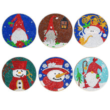 Load image into Gallery viewer, AA1080 (Wooden) DIY Diamond Coaster Christmas Style 6pcs Comes with Mat Stand