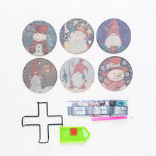 Load image into Gallery viewer, AA1080 (Wooden) DIY Diamond Coaster Christmas Style 6pcs Comes with Mat Stand