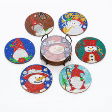 Load image into Gallery viewer, AA1080 (Wooden) DIY Diamond Coaster Christmas Style 6pcs Comes with Mat Stand