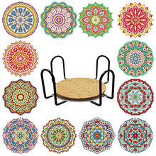 Load image into Gallery viewer, DIY Acrylic Diamond Coaster Set Mandala Style (12 Piece Set 1 Rack) (BD204)