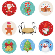 Load image into Gallery viewer, DIY Acrylic Diamond Coaster Set Christmas Style (8 Piece Set 1 Rack) (BD205)