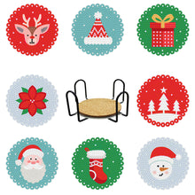 Load image into Gallery viewer, DIY Acrylic Diamond Coaster Set Christmas Style (8 Piece Set 1 Rack) (BD206)