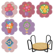 Load image into Gallery viewer, DIY Acrylic Diamond Coaster Set Flowers Style 6 Piece Set + 1 Rack) (BD207)