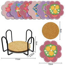 Load image into Gallery viewer, DIY Acrylic Diamond Coaster Set Flowers Style 6 Piece Set + 1 Rack) (BD207)