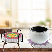 Load image into Gallery viewer, DIY Acrylic Diamond Coaster Set Flowers Style 6 Piece Set + 1 Rack) (BD207)