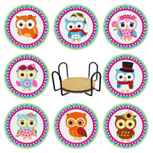 Load image into Gallery viewer, DIY Acrylic Diamond Coaster Set Owl Style (8 Piece Set + 1 Rack) (BD208)