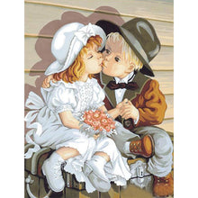 Load image into Gallery viewer, Diamond Painting - Full Round - boy kissing girl (40*50CM)