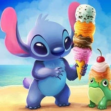 Load image into Gallery viewer, Diamond Painting - Full Round - Stitch eats ice cream (30*30CM)