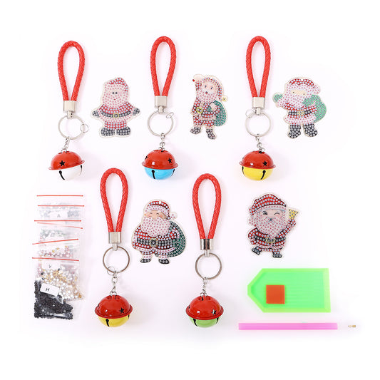 Santa Claus DIY Diamonds Painting Keychain Acrylic Crystal Art Crafts (AA1201-2)