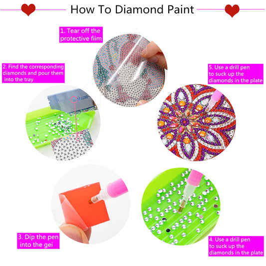 10pcs DIY Coaster Diamond Painting Cup Cushion with Rack Home Decor (AA1131)