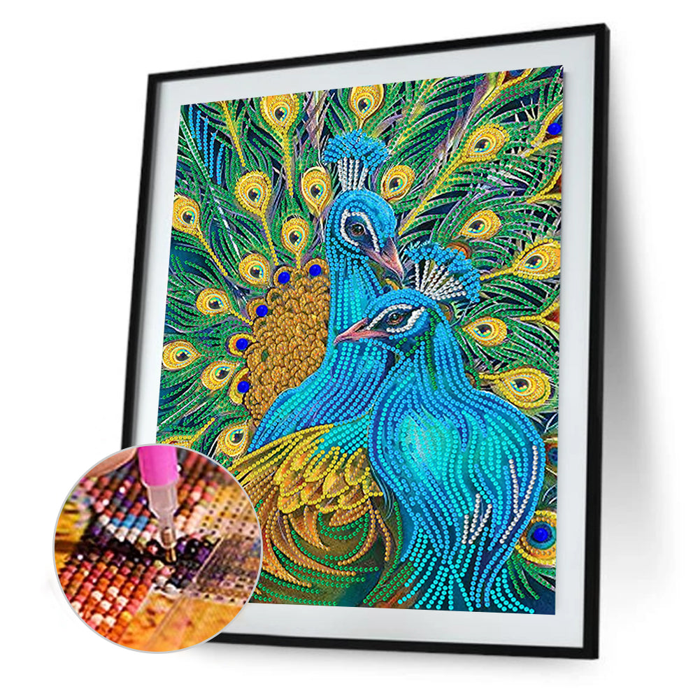 Diamond Painting - Partial Special Shaped - Peacock (30*40CM)