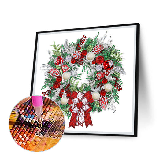 Diamond Painting - Partial Special Shaped - christmas wreath (30*30CM)
