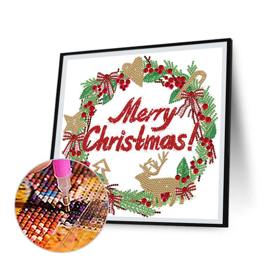 Diamond Painting - Partial Special Shaped - christmas wreath (30*30CM)