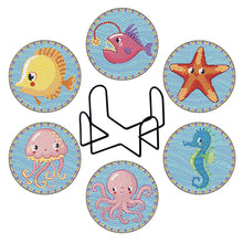 Load image into Gallery viewer, DIY Wood Coasters Set Animal Pattern (BD501 6pcs 1Storage Rack Without cork mat)