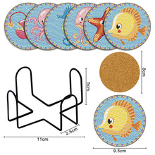 Load image into Gallery viewer, DIY Wood Coasters Set Animal Pattern (BD501 6pcs 1Storage Rack Without cork mat)