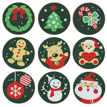 Load image into Gallery viewer, DIY Wood Coasters Set Christmas Style(BD607 9pcs 1Storage Rack Without cork mat)