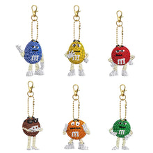 Load image into Gallery viewer, 6pcs DIY Double Sided Diamond Keychains Chocolate Beans Craft for Gifts (YS119)