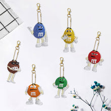 Load image into Gallery viewer, 6pcs DIY Double Sided Diamond Keychains Chocolate Beans Craft for Gifts (YS119)