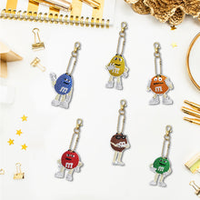 Load image into Gallery viewer, 6pcs DIY Double Sided Diamond Keychains Chocolate Beans Craft for Gifts (YS119)