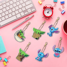 Load image into Gallery viewer, 6pcs DIY Double Sided Handmade Diamond Keychains Yoda Stitzer for Gifts (YS120)